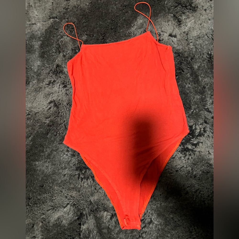 Mind Code Bright Orange Cami Bodysuit Size L